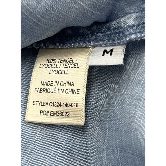 Anthropologie Cloth & Stone M Long Sleeve Button Down Chambray Polka Dot - Picture 8 of 8